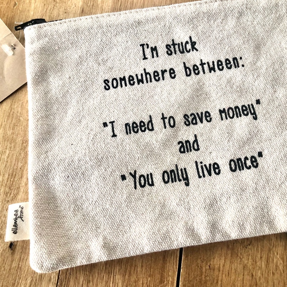 Printed Zippered Canvas Pouch NEW WITH TAGS